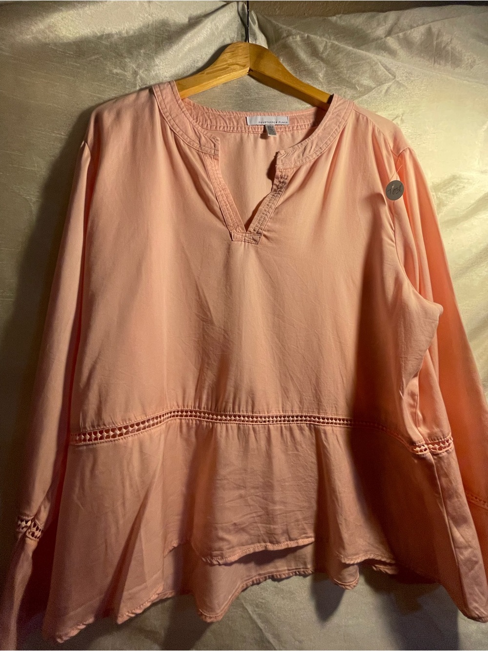 Woolrich Blush Peach V-Notch Peasant Tunic
